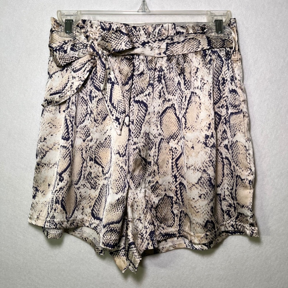 Snakeskin Print Paperbag Waist Mob Wife Indie Sleaze Edgy Rock N Roll Shorts M